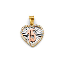 Load image into Gallery viewer, 14K Tri Color Gold CZ Heart 15 Years Pendant