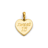 14K Yellow Gold Heart Sweet 15 Years Pendant