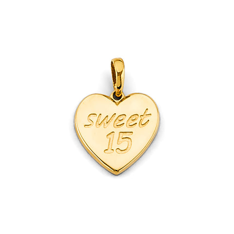 14K Yellow Gold Heart Sweet 15 Years Pendant