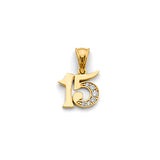 14K Yellow Gold CZ 15 Years Pendant