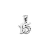 14K White Gold CZ 15 Years Pendant