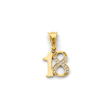 Load image into Gallery viewer, 14K Yellow Gold CZ 18 Years Pendant