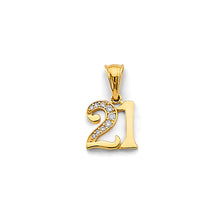 Load image into Gallery viewer, 14K Yellow Gold CZ 21 Years Pendant