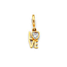 Load image into Gallery viewer, 14K Yellow Gold CZ Love Charm For Mix And Match Bracelet