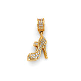 14K Yellow Gold CZ Shoe Charm For Mix And Match Bracelet