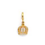 14K Yellow Gold CZ Crown Charm For Mix And Match Bracelet