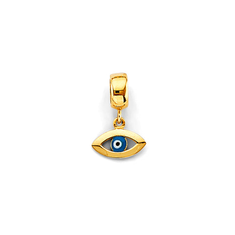 14K Yellow Gold Evil Eye Charm For Mix And Match Bracelet