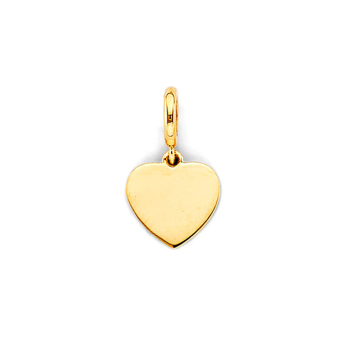 14K Yellow Gold Heart Engravable Charm For Mix And Match Bracelet