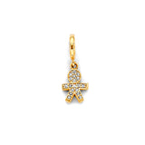 14K Two Tone Gold CZ Boy Charm For Mix And Match Bracelet