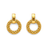 14K Yellow Gold Fancy Round Mesh Design Earrings