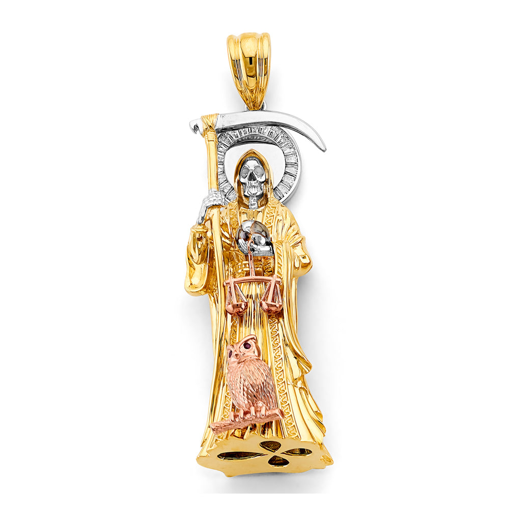 4347 Tri Color 14K Tri Color Gold CZ Santa Muerte 3D Pendant – Silverdepot