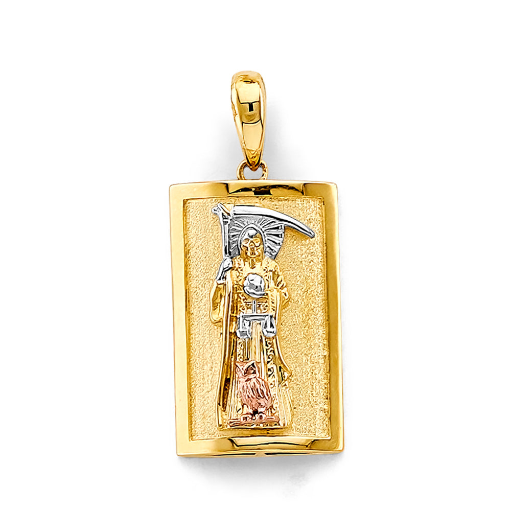 14K Tri Color Gold Santa Muerte Pendant