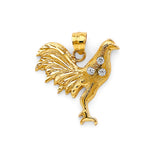 14K Two Tone Gold CZ Rooster Pendant