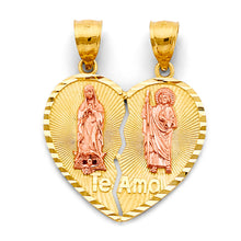 Load image into Gallery viewer, 14K Two Tone Gold Heart Te Amo Pendant