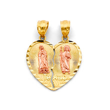 Load image into Gallery viewer, 14K Two Tone Gold 20mm Heart Te Amo Pendant