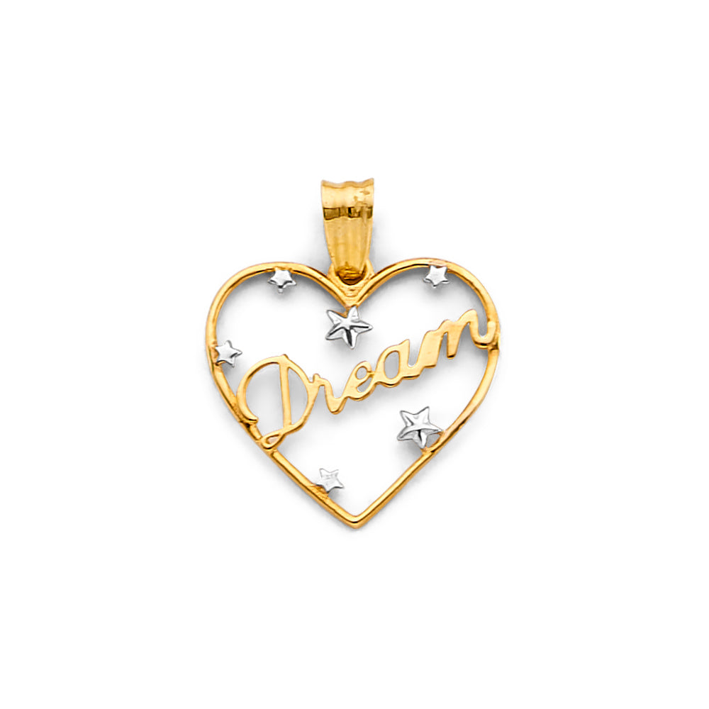 14K Two Tone Gold Heart Dream Pendant