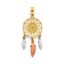 Load image into Gallery viewer, 14K Tri Color Gold Dream Catcher Pendant