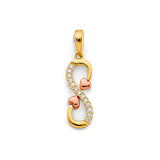 14K Two Tone Gold CZ Infinity Heart Pendant