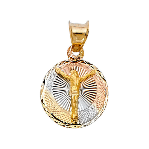 14K Tri Color Gold Religious Stamp Pendant