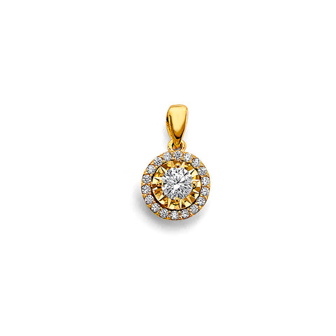 14K Yellow Gold CZ Pendant/Set