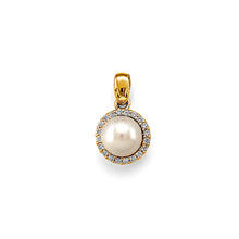 Load image into Gallery viewer, 14K Two Tone Gold CZ Pearl Pendant/Set