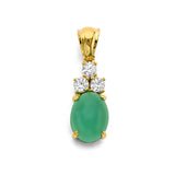 14K Yellow Gold CZ Jade Pendant/Set