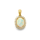 14K Yellow Gold CZ Opal Pendant/Set