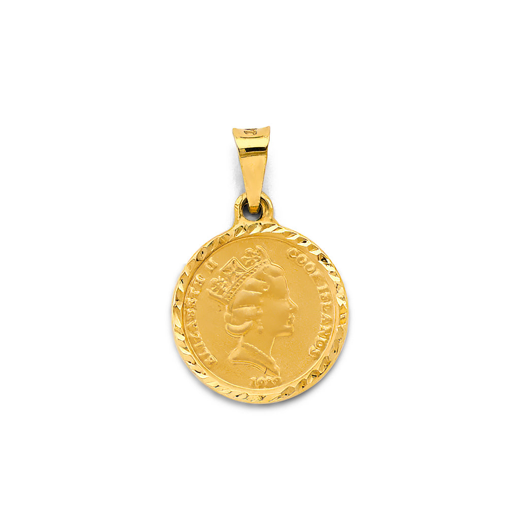 14K Yellow Gold 15mm Queen Elizabeth Pendant