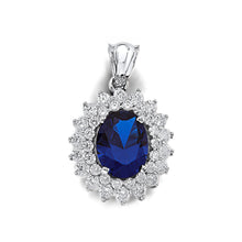 Load image into Gallery viewer, 14K White Gold Blue CZ Pendant