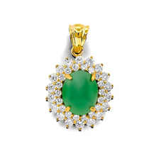 Load image into Gallery viewer, 14K Yellow Gold 18mm CZ Jade Pendant