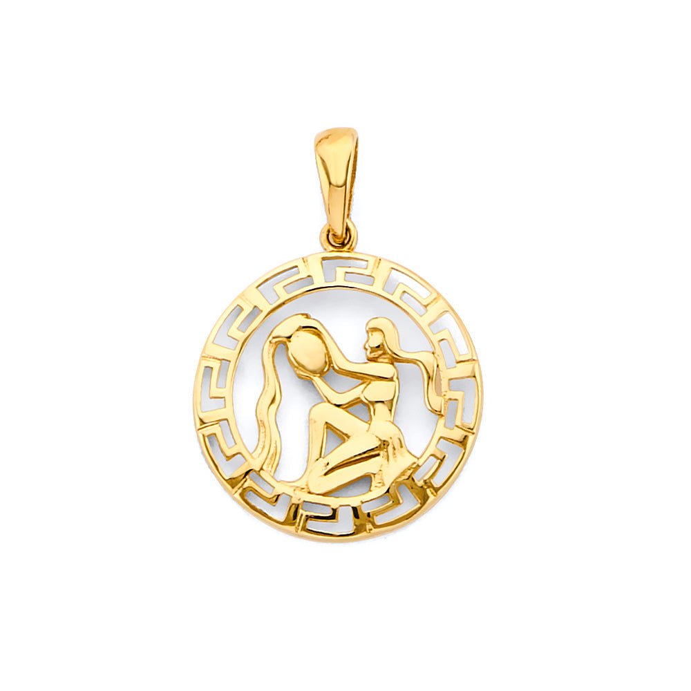 14K Yellow Gold Aquarius Zodiac Pendant