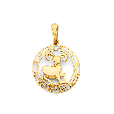 14K Yellow Gold Aries Zodiac Pendant