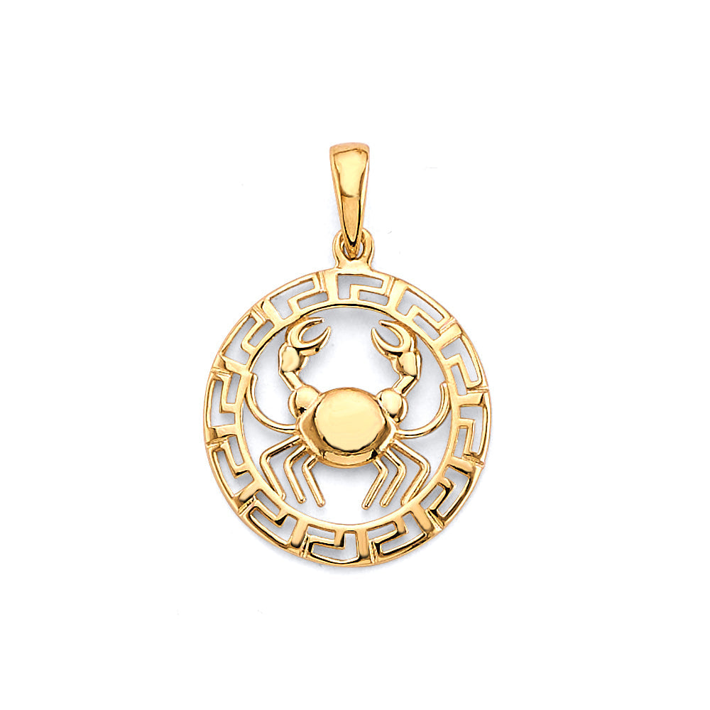 14K Yellow Gold Cancer Zodiac Pendant