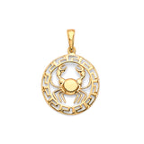 14K Yellow Gold Cancer Zodiac Pendant