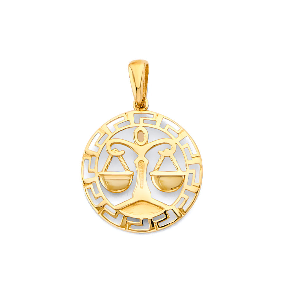 14K Yellow Gold Libra Zodiac Pendant