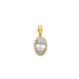 14K Yellow Gold CZ Oval April Birth Stone Pendant