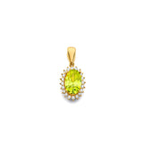 14K Yellow Gold CZ Oval August Birth Stone Pendant