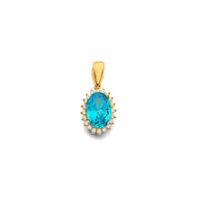 Load image into Gallery viewer, 14K Yellow Gold CZ Oval December Birth Stone Pendant