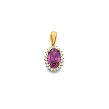 Load image into Gallery viewer, 14K Yellow Gold CZ Oval June Birth Stone Pendant