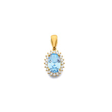 Load image into Gallery viewer, 14K Yellow Gold CZ Oval March Birth Stone Pendant