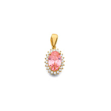 Load image into Gallery viewer, 14K Yellow Gold CZ Oval October Birth Stone Pendant