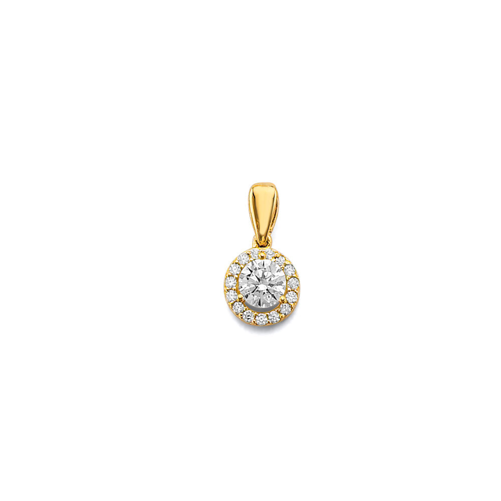 14K Yellow Gold CZ Round April Birth Stone Pendant