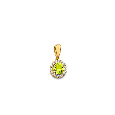 14K Yellow Gold CZ Round August Birth Stone Pendant