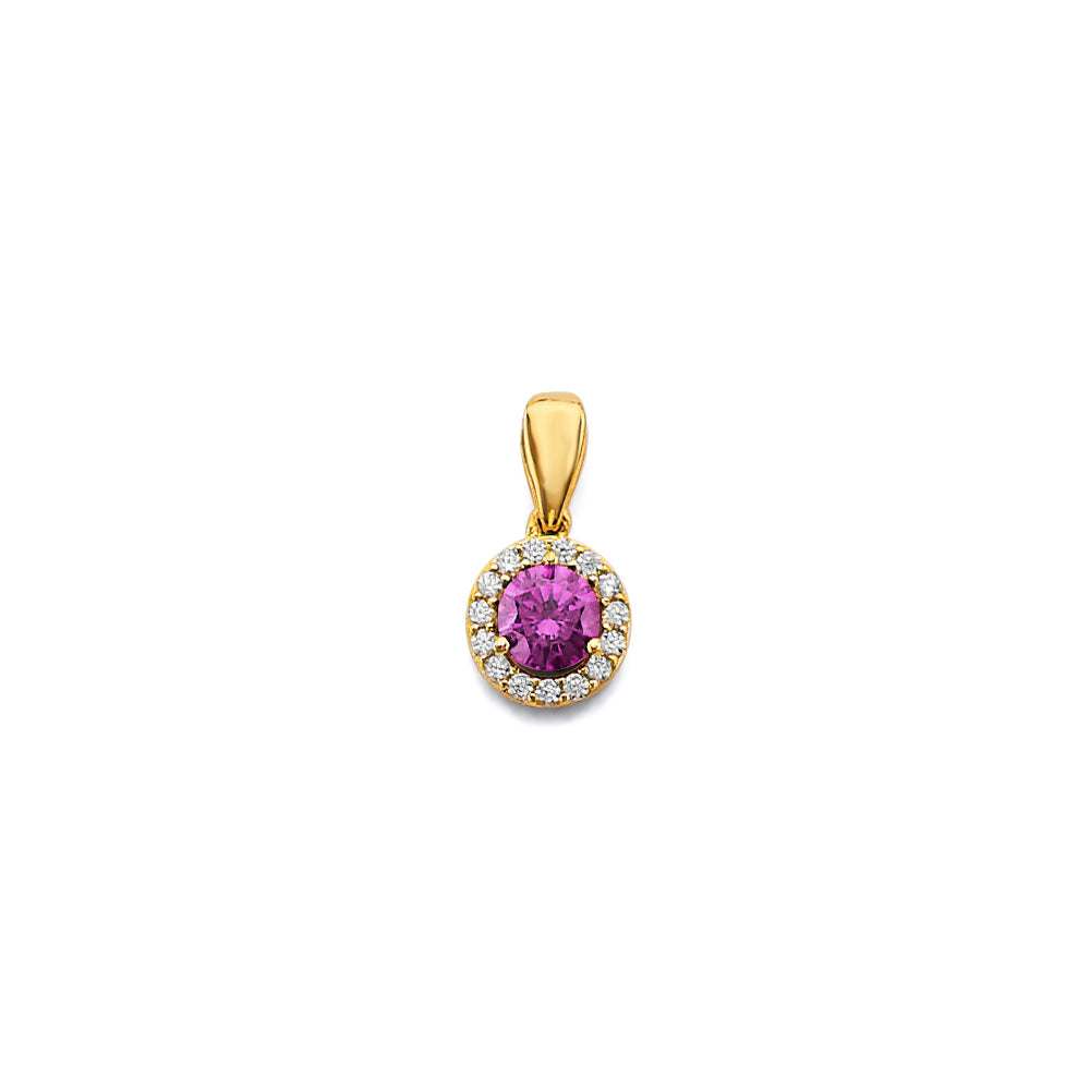 14K Yellow Gold CZ Round June Birth Stone Pendant