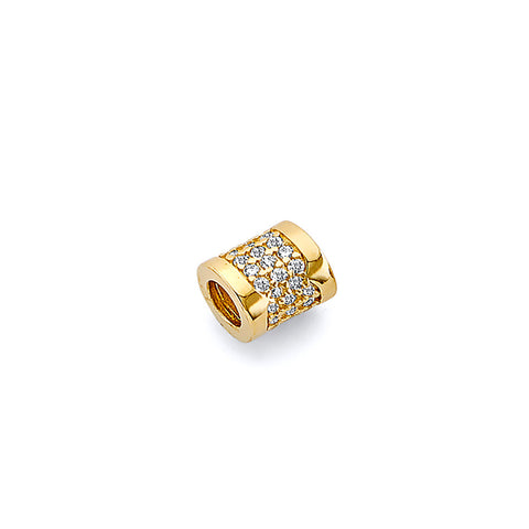 14K Two Tone CZ Barrell Slider