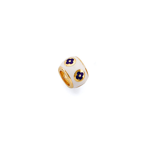 14K Yellow Gold Enamel Flower Slider