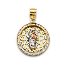 Load image into Gallery viewer, 14K Tri Color Gold 20mm CZ Round St. Jude Thaddues Pendant