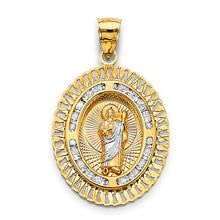 Load image into Gallery viewer, 14K Tri Color Gold CZ Oval St. Jude Thaddues Pendant