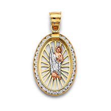 Load image into Gallery viewer, 14K Tri Color Gold 17mm CZ Oval St. Jude Thaddues Pendant