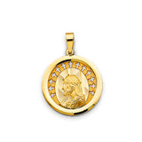 14K Yellow Gold Round Religious Pendant